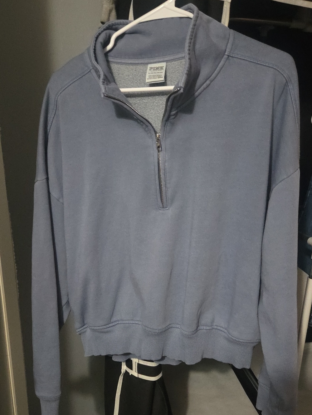 Victoria's Secret Women's V-Neck Half-Zip Sweater - Dusty Blue